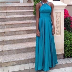 Teal prom dress